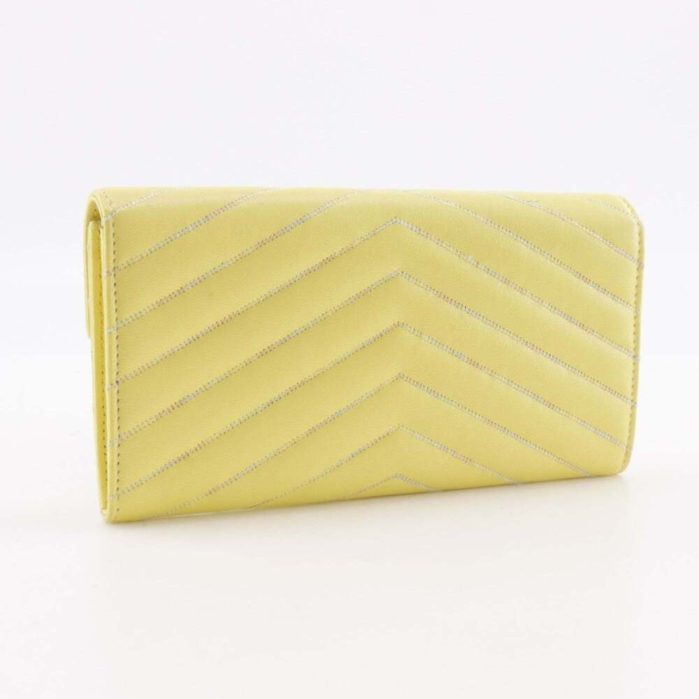 CHANEL Authentic Yellow Lambskin Leather Logo Wallet - Picture 3 of 16